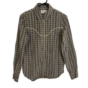 Berenice Paris Western Shirt Womens Plaid Long Sleeve Pearl Snap Cowgirl Cotton
